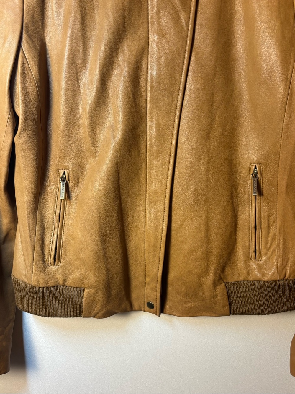 Talbots Camel/Tan Soft Leather Bomber Jacket, Size 10 - Picture 3 of 14